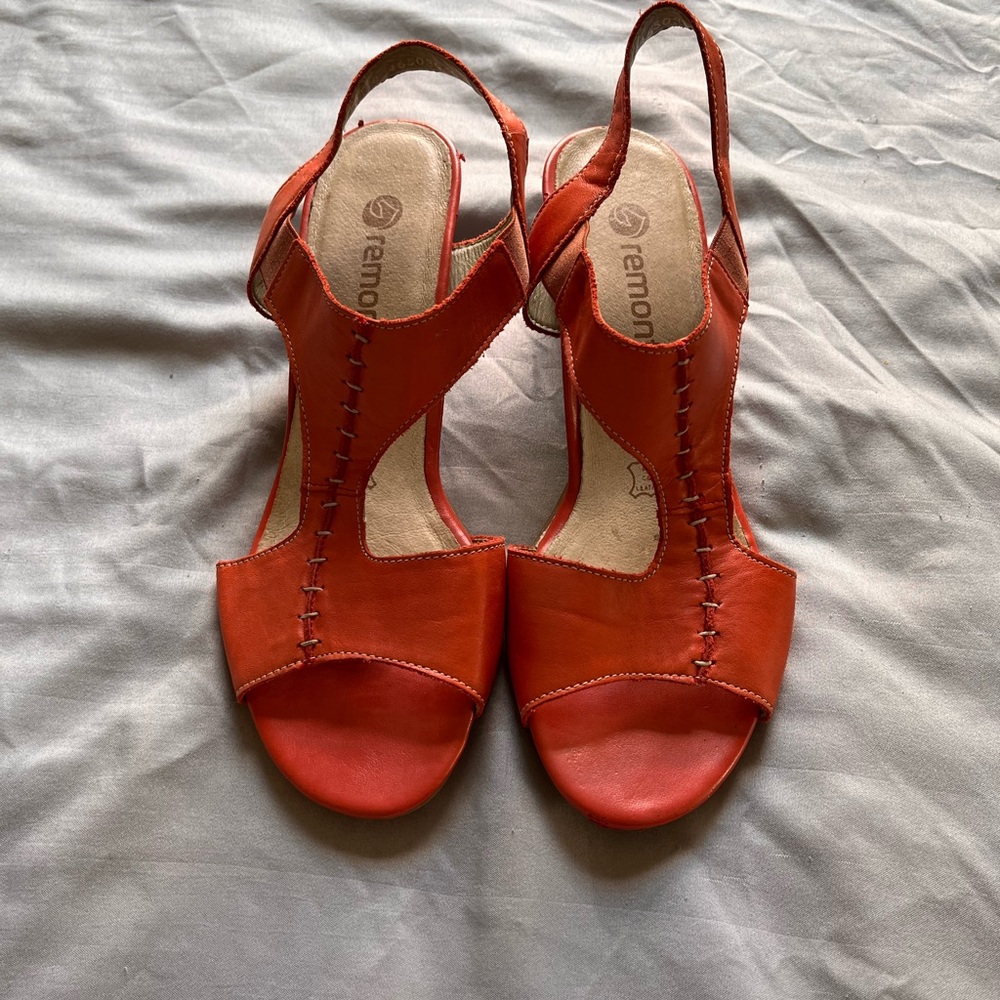 Remote Red leather Women's Sandal heels